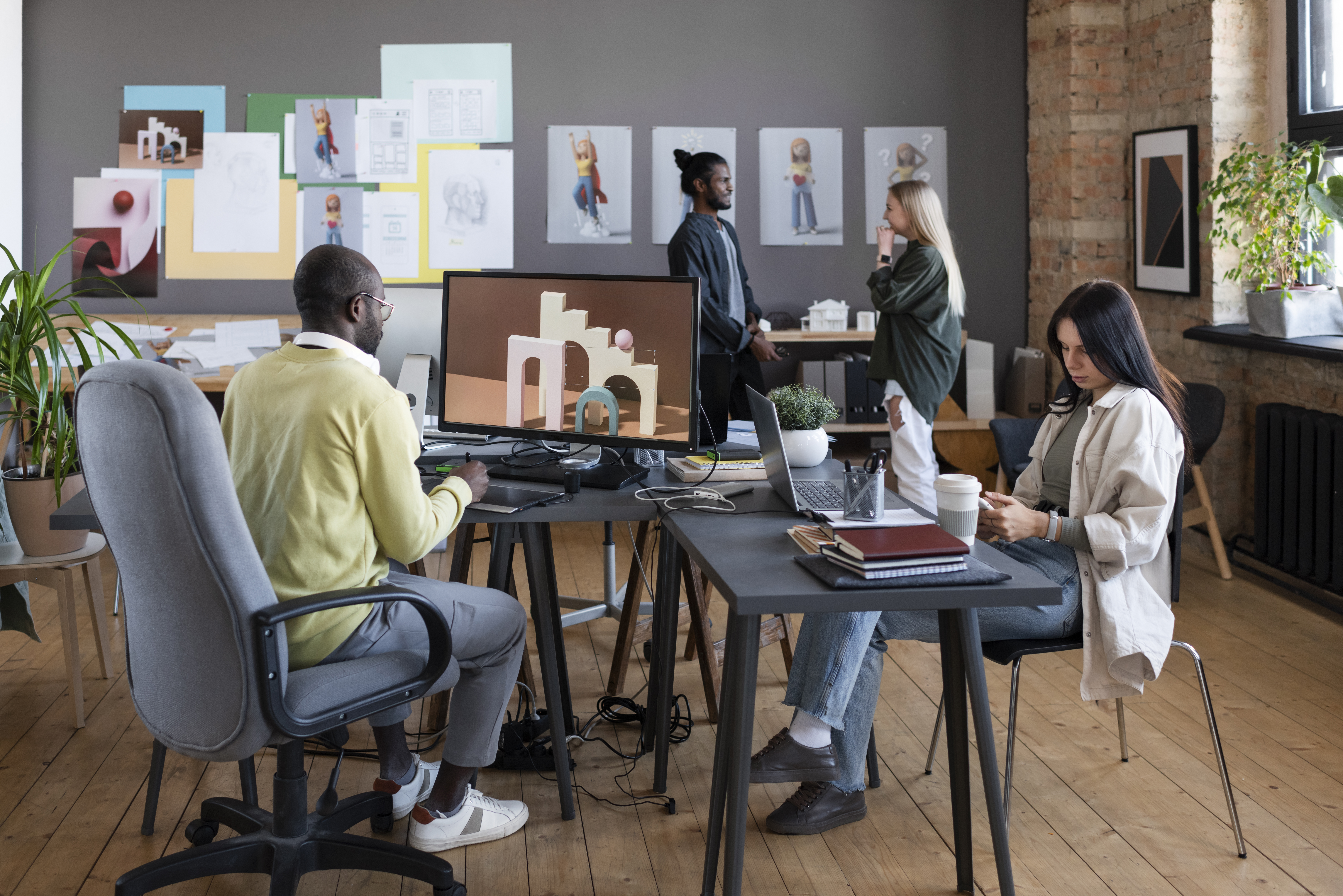 Interior design team working